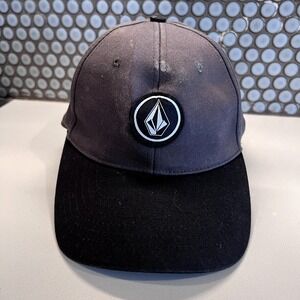 Volcom Hat Cap Youth L - XL  Gray Black Fitted Stretch Logo Embroidered